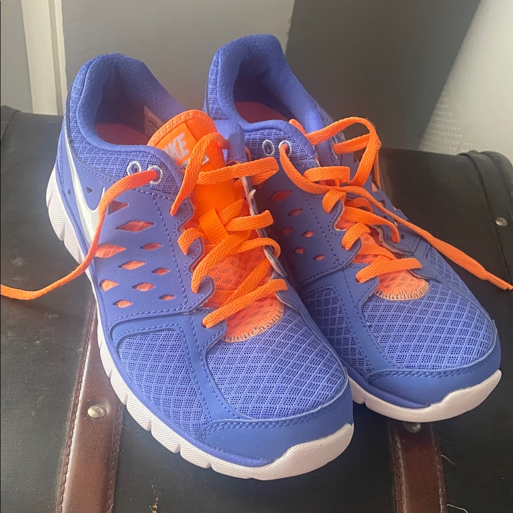 Nike Vibrant Blue Sneakers with Orange Highlights
